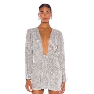 NEW L'Academie The Cherita Mini Dress Grey BX8 size large